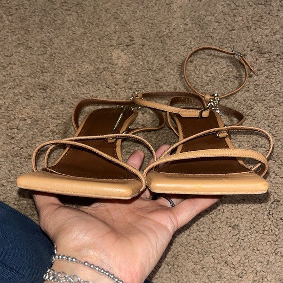 Alohas Straps Chain Square Toe Leather Strappy Sandals Camel 42 / 11-11.5 - Picture 7 of 11